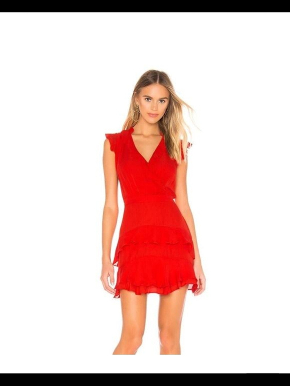 Parker Red Ruffle Wrap Mini Dress